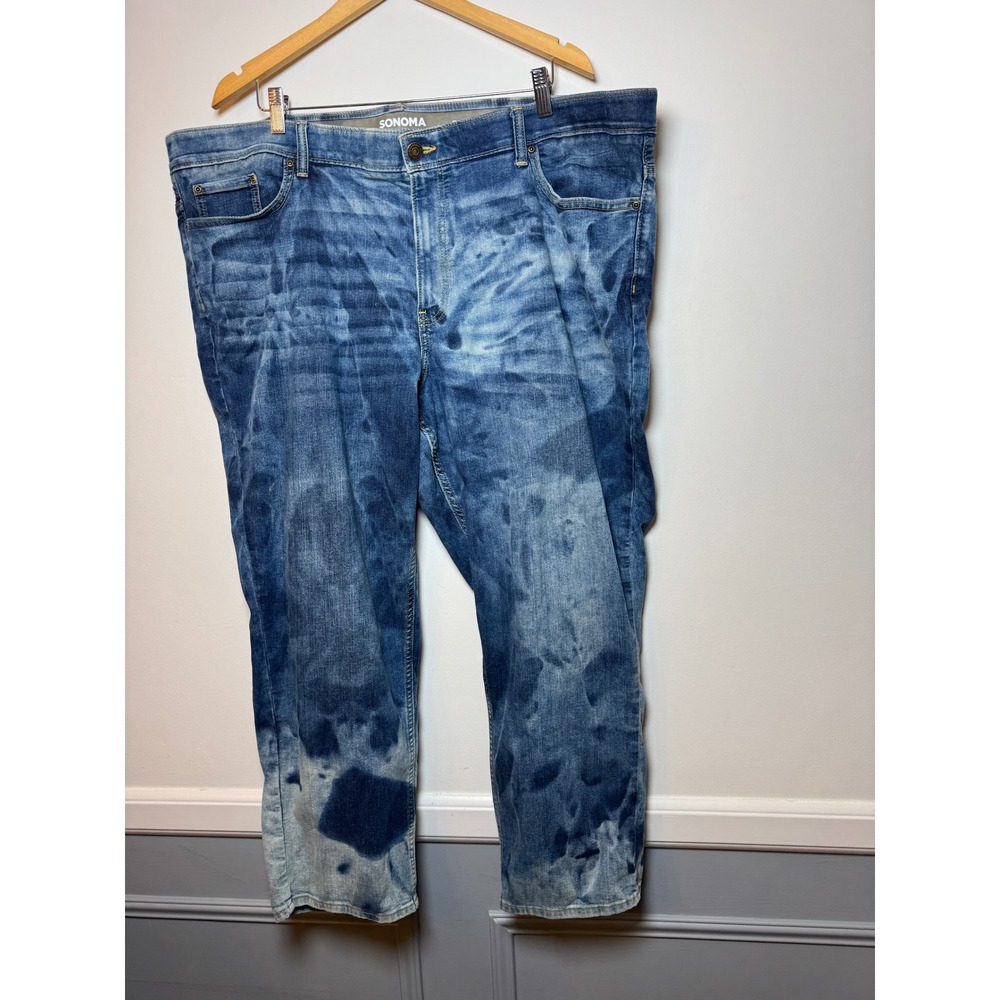 Sonoma Flexwear Straight Leg Jeans Mens 48x29 Blue Acid Wash Denim Pants